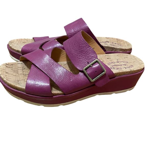 Kork-Ease Callie Criss Cross platform leather buckle sandals Pink slip on Sz 10 - Picture 3 of 7